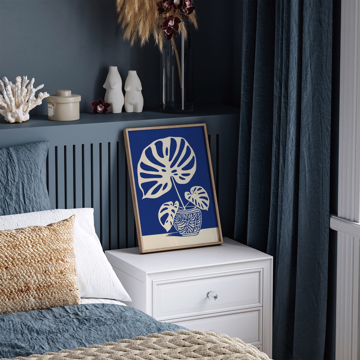 Big Monstera Plant Blue Poster