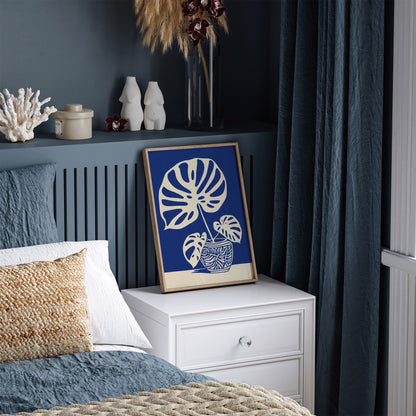 Big Monstera Plant Blue Poster