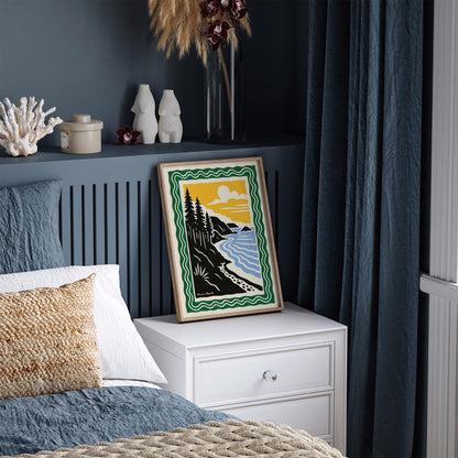 Stinson Beach, California Poster - Retro Landscape Wall Art