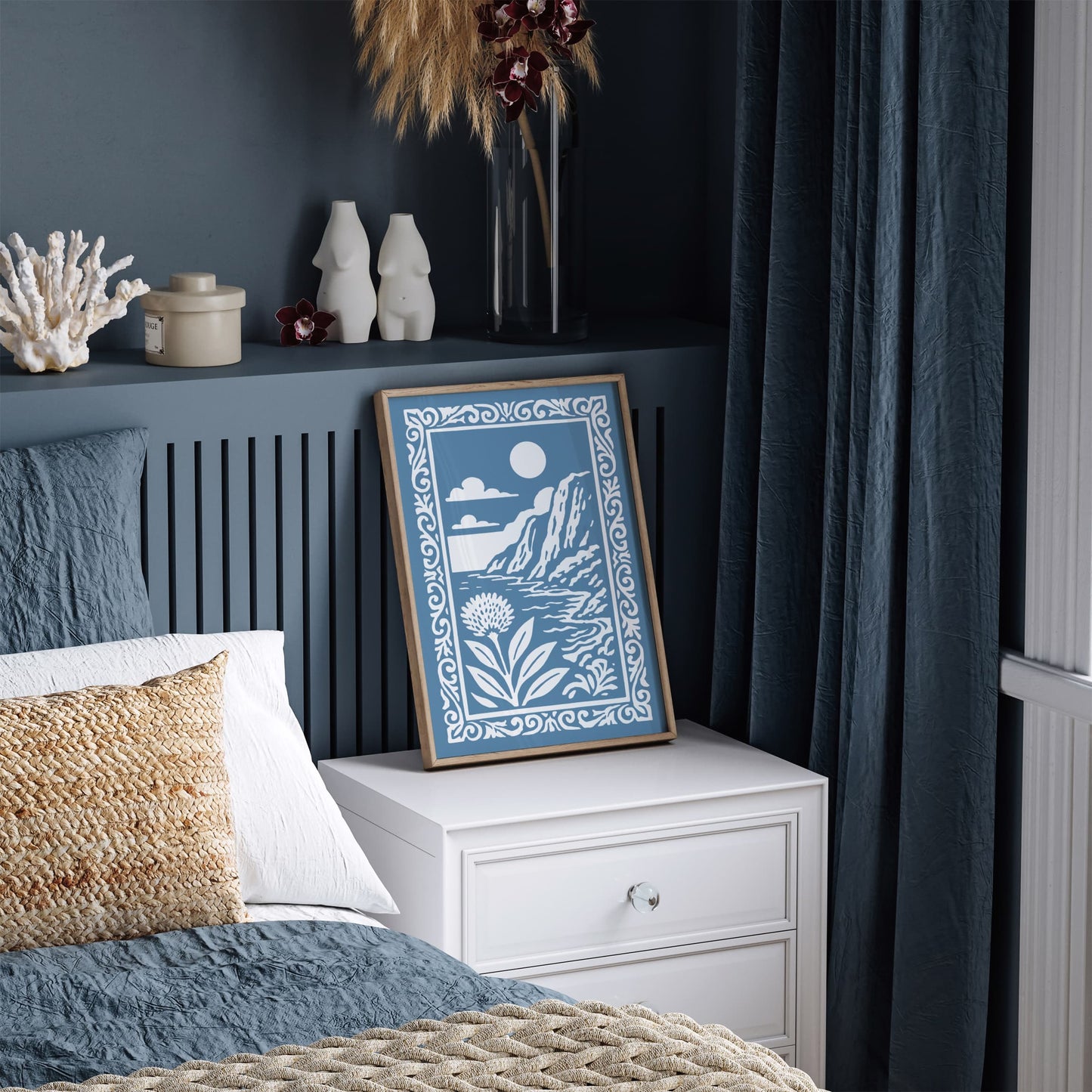 Blue Tropical Landscape Poster