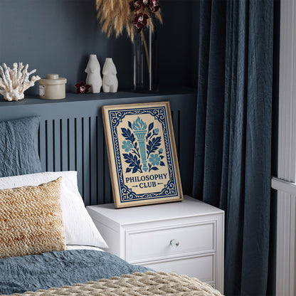 Philosophy Club Wall Art Print - Blue Rococo Style Poster