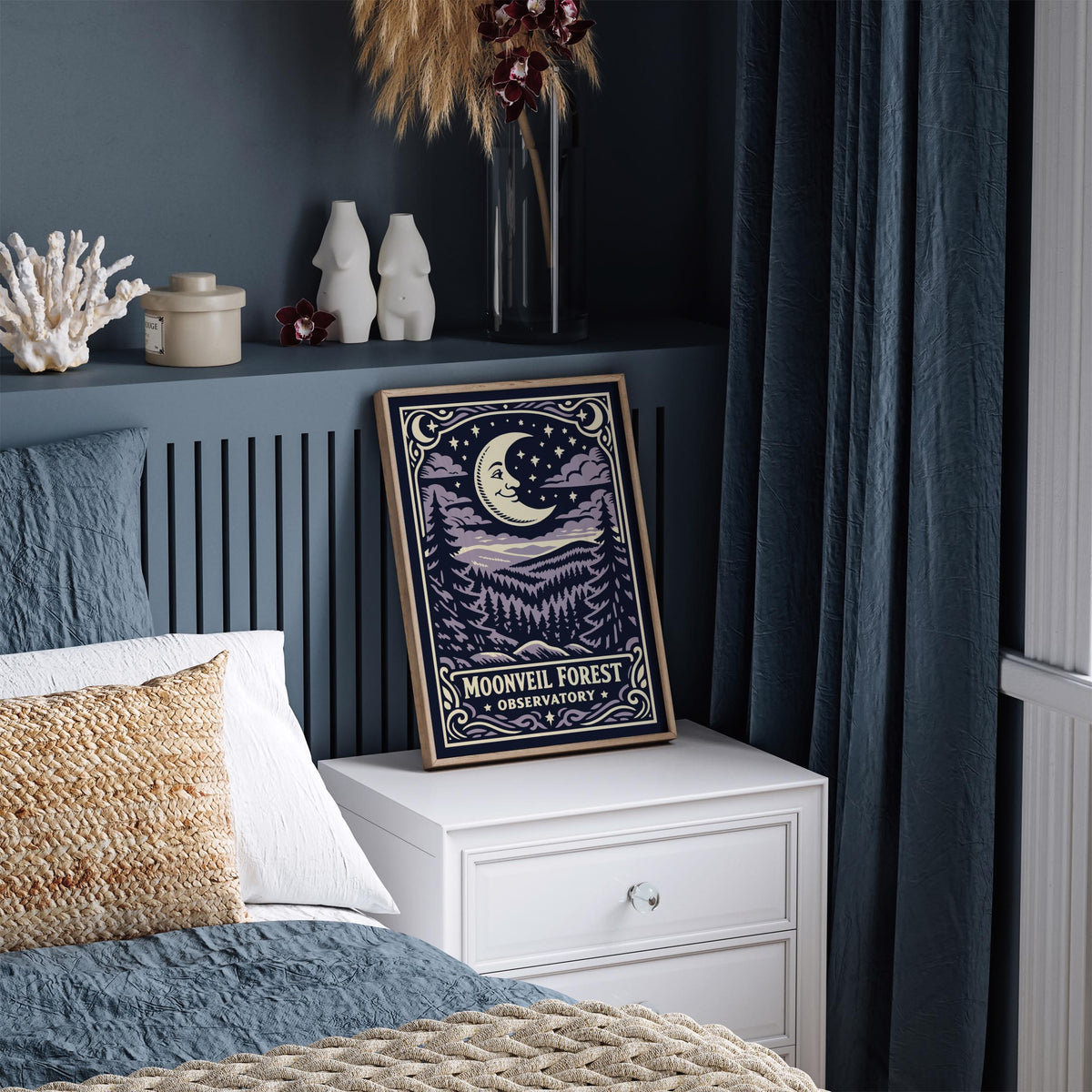 Moonveil Forest Observatory Vintage Poster