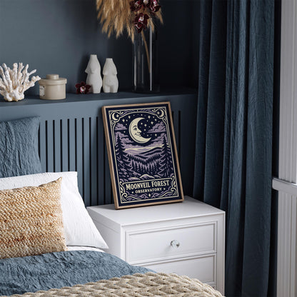 Moonveil Forest Observatory Vintage Poster