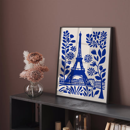 Paris France Blue Eiffel Tower Art Print 2024