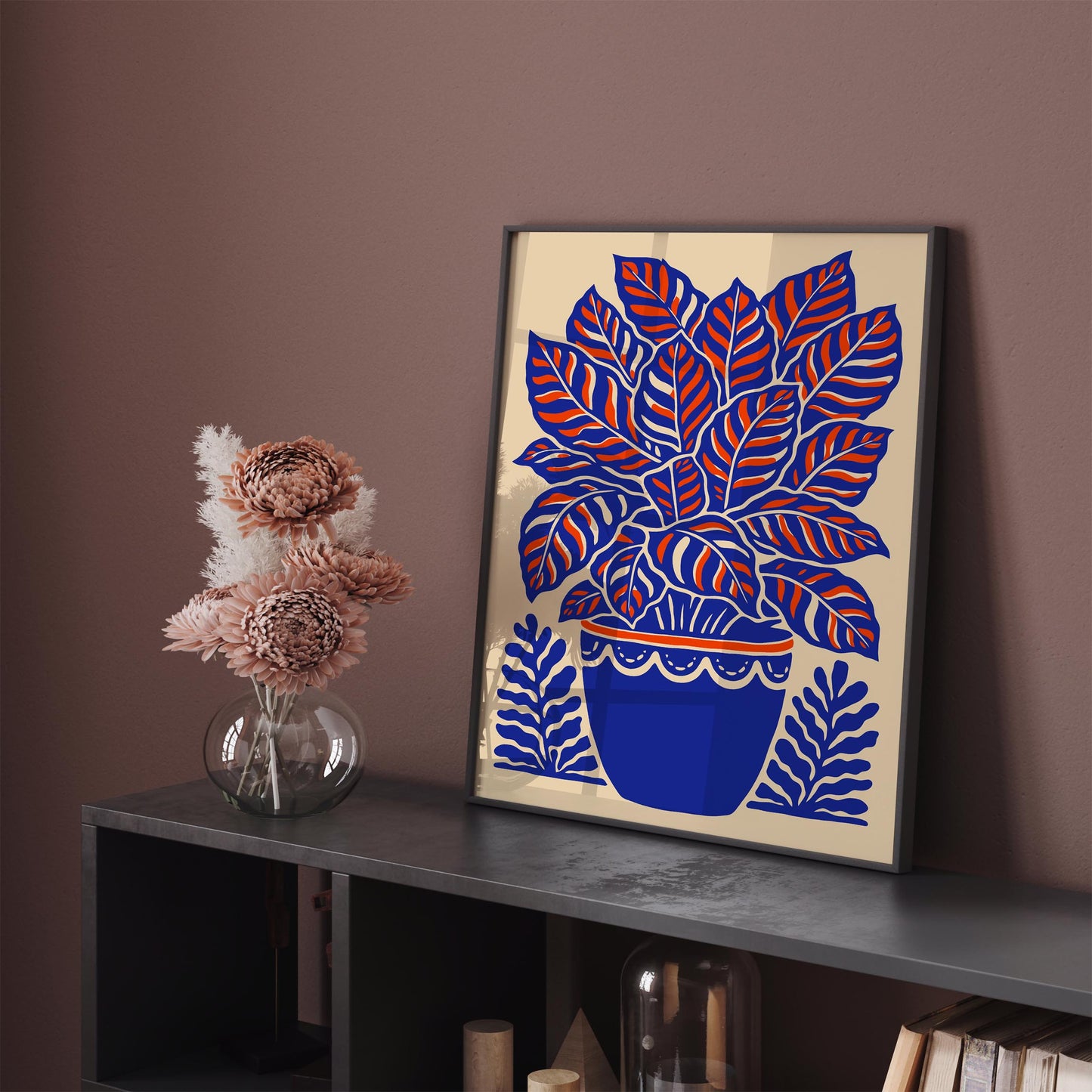 Calathea Plant Blue Poster