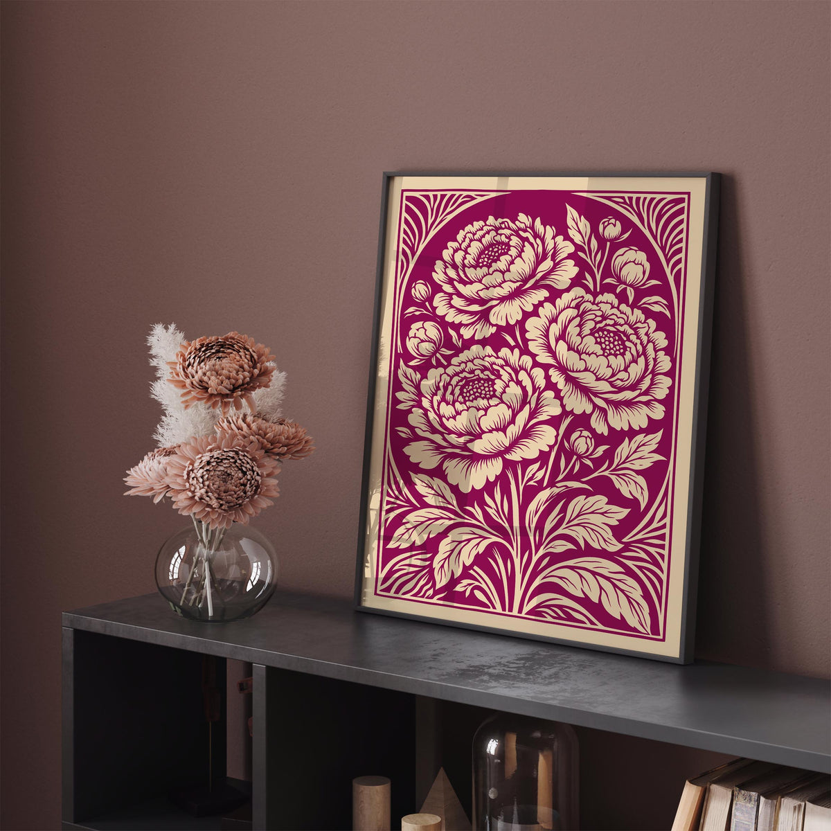 Vintage Peonies Floral Poster