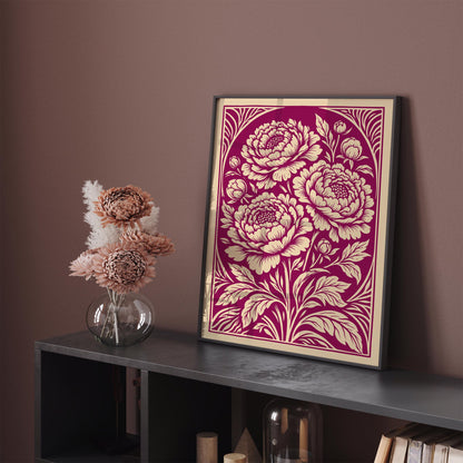 Vintage Peonies Floral Poster
