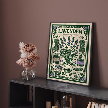 Lavender Herbal Vintage Art Poster