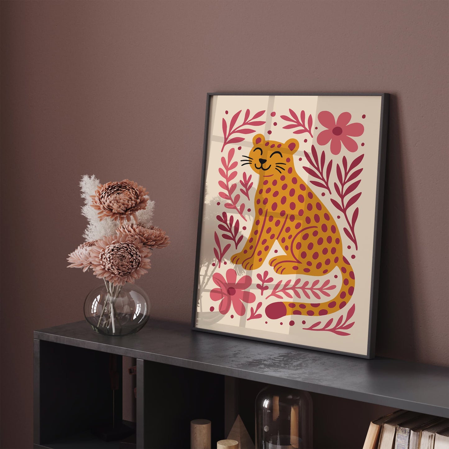 Cute Little Cheetah in Flowers Poster