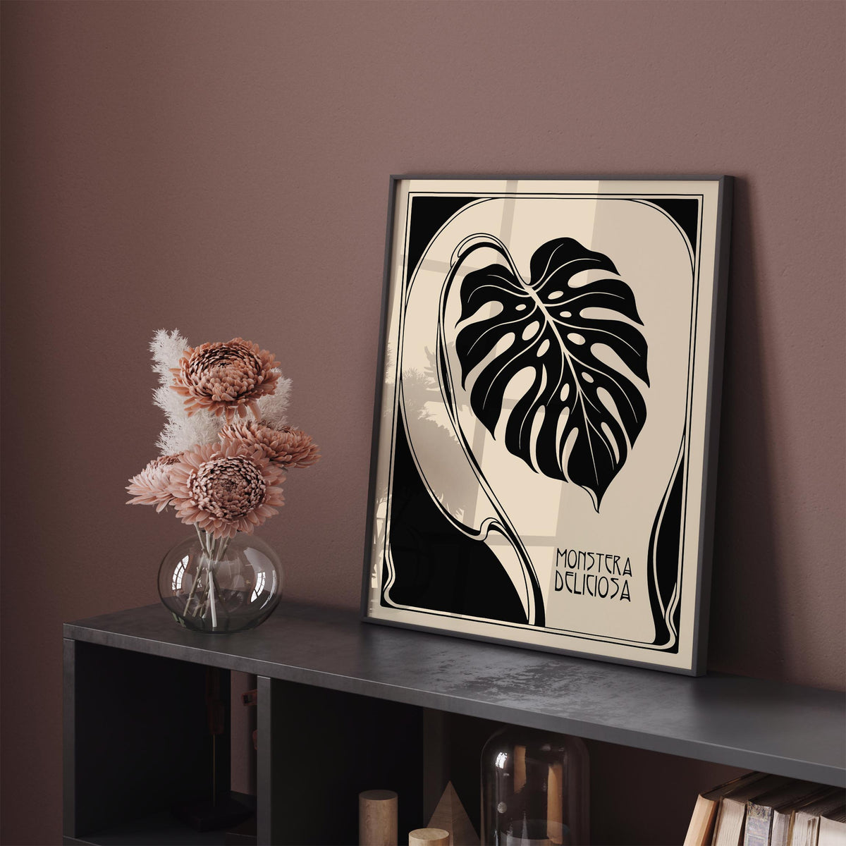 Art Deco Monstera Leaf Poster
