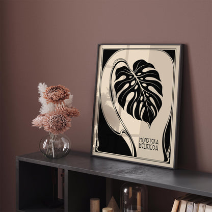 Art Deco Monstera Leaf Poster