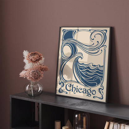 Art Nouveau Chicago Travel Poster