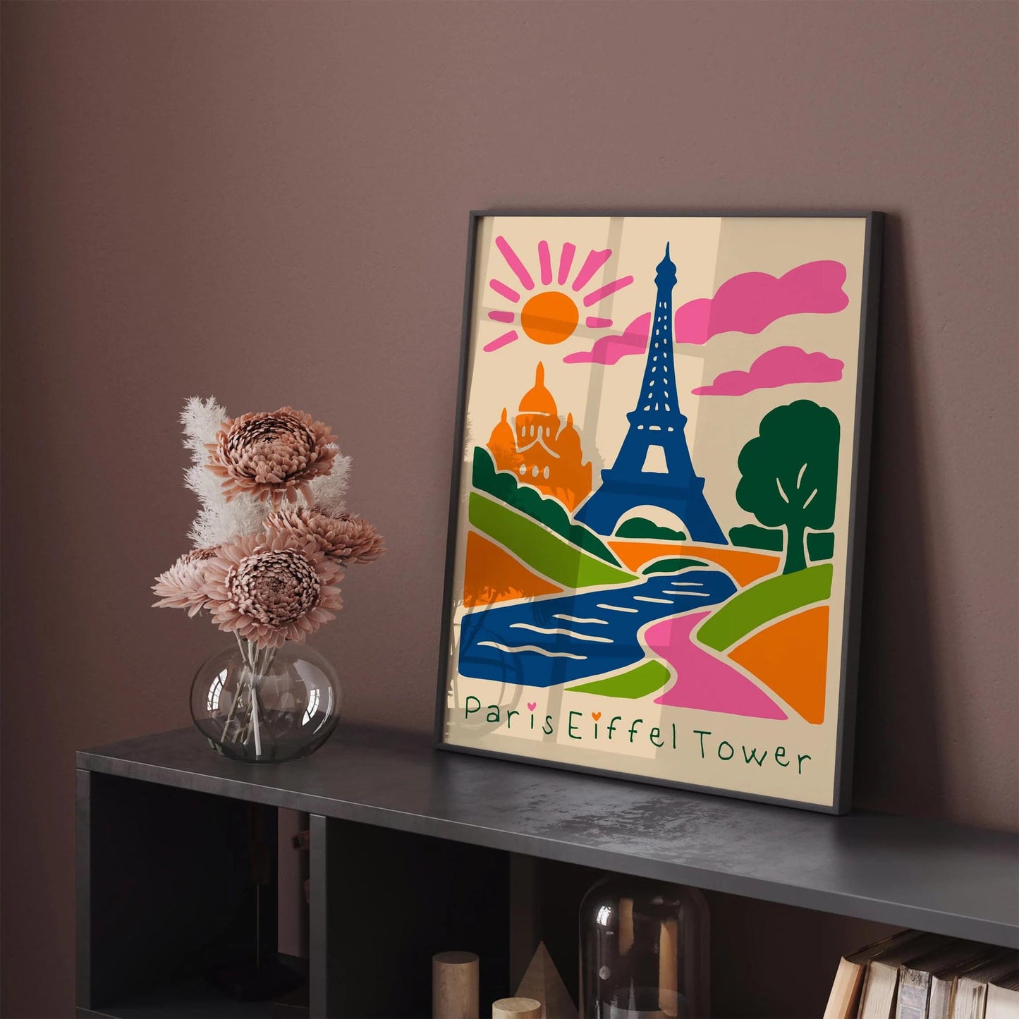 Paris Eiffel Tower Poster - Colorful Cute Wall Art