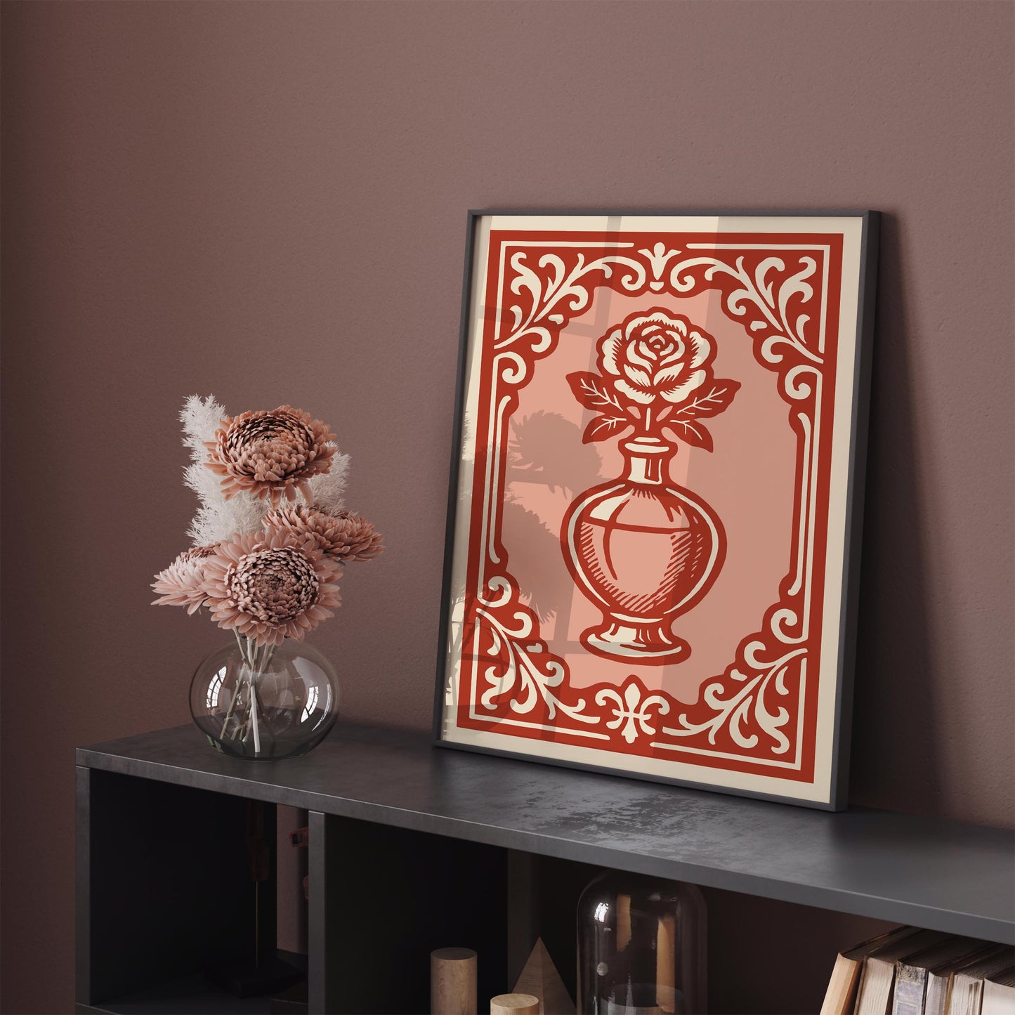 Bottle of Perfume Poster - Rococo Rose Art Print