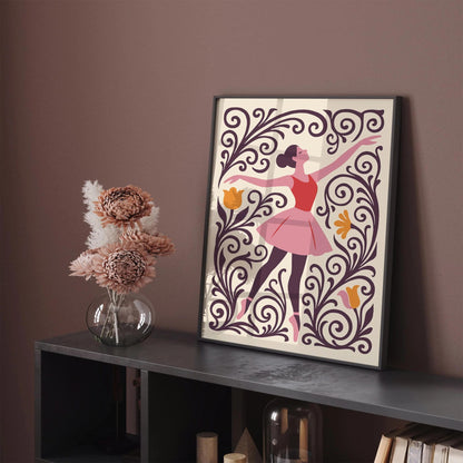 Ballerina Dancer in Purple and Pink Tones Poster