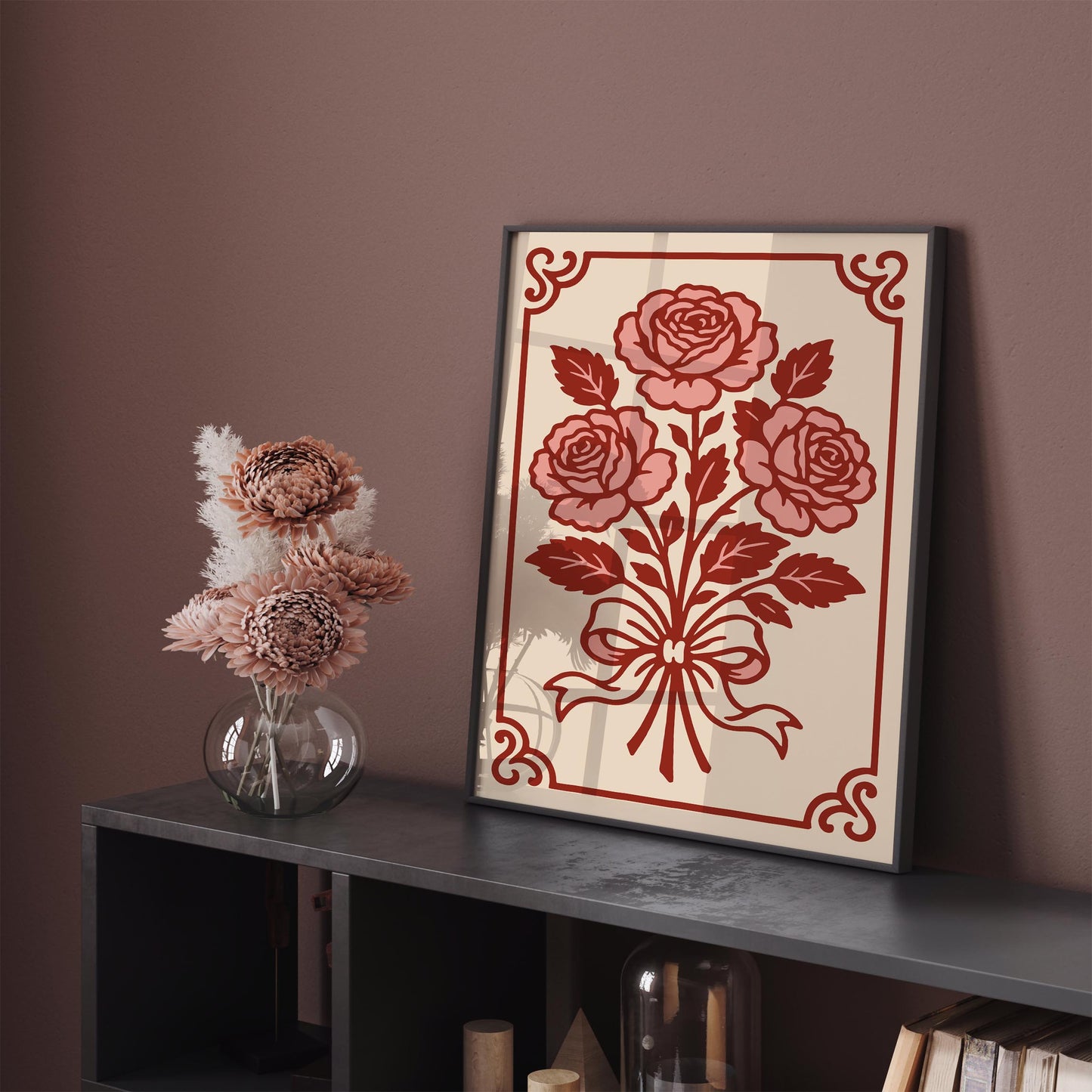 French Rococo Roses Art Print, Vintage Floral Wall Art