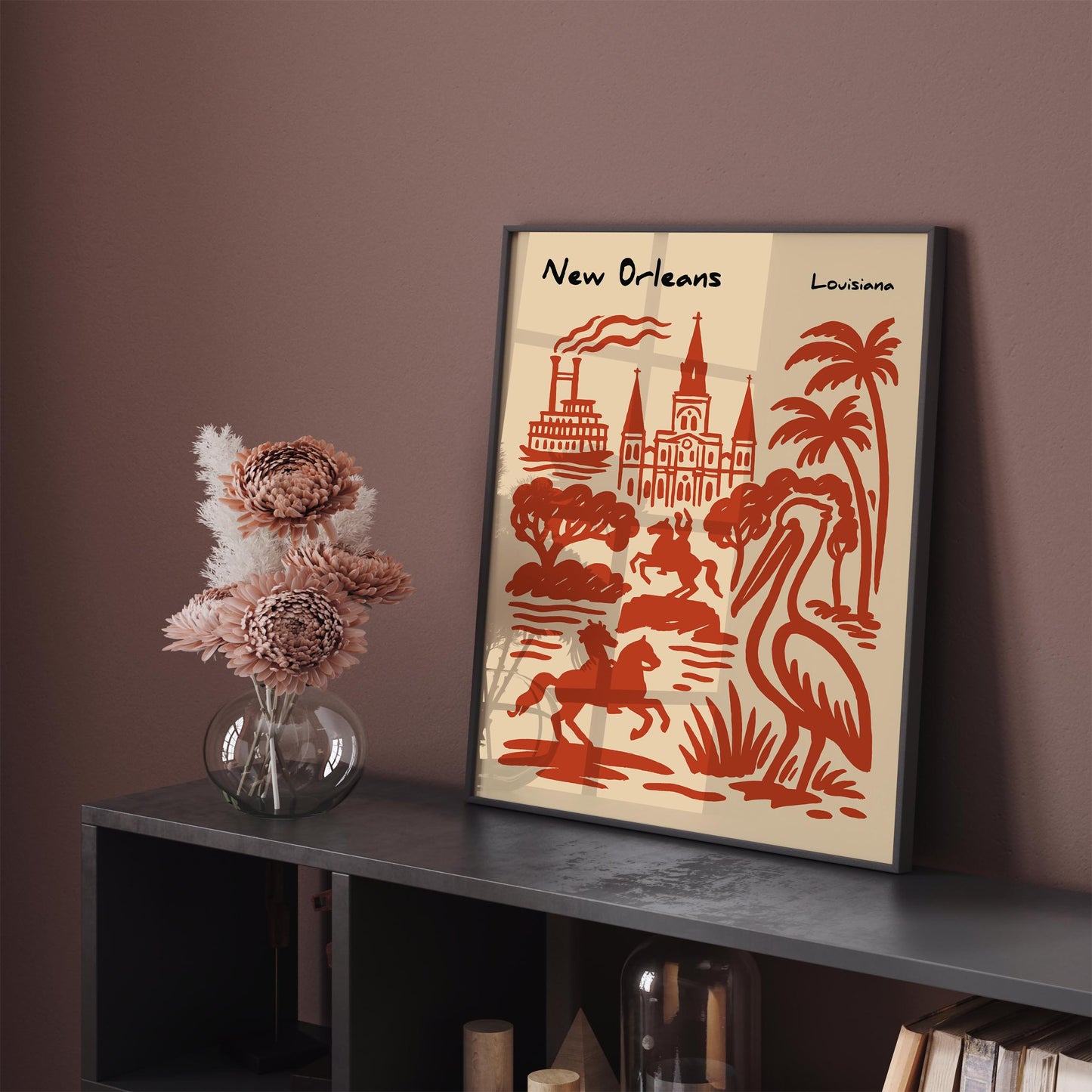 New Orleans Louisiana Red Poster