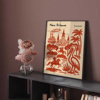 New Orleans Louisiana Red Poster