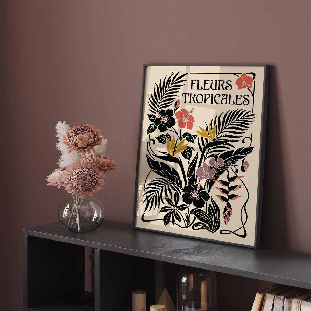 Tropical Flowers Botanical Poster