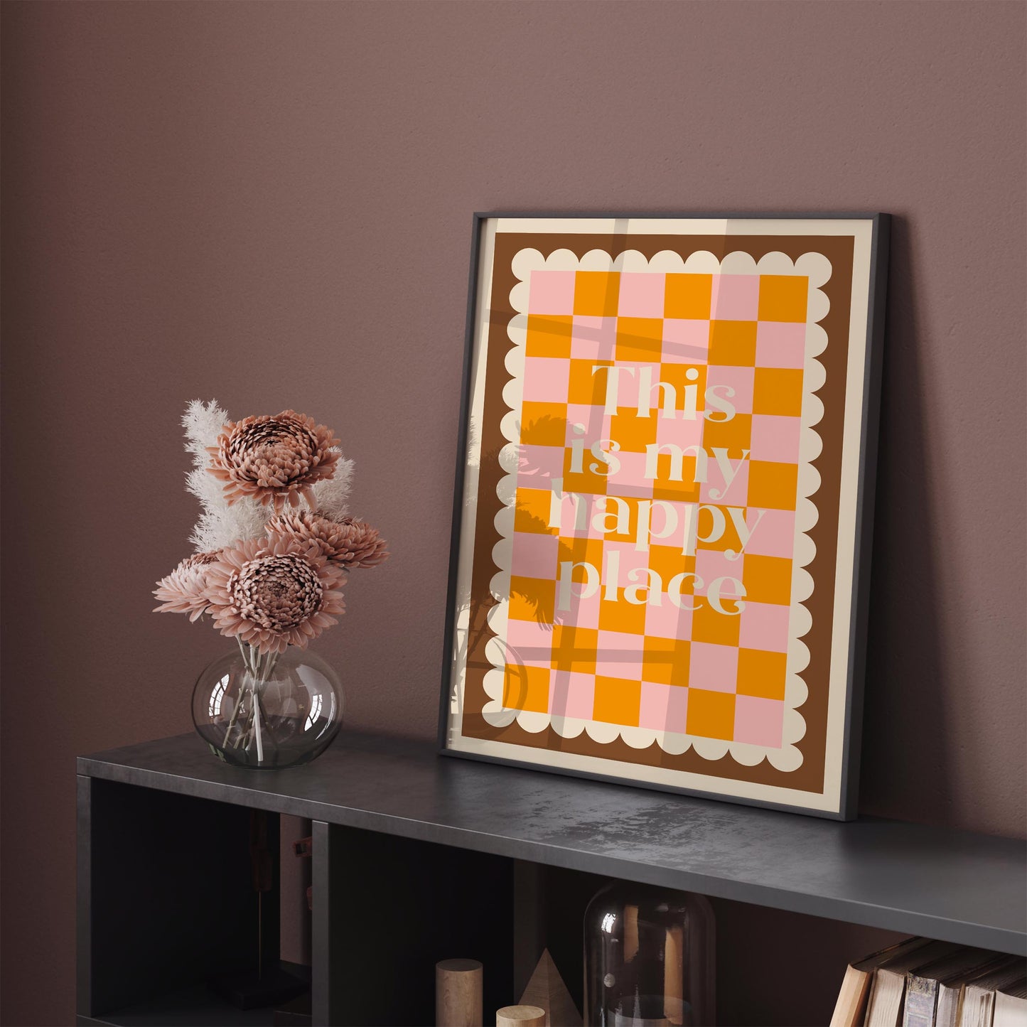 This Is My Happy Place Poster - Retro Checkerboard Wall Art