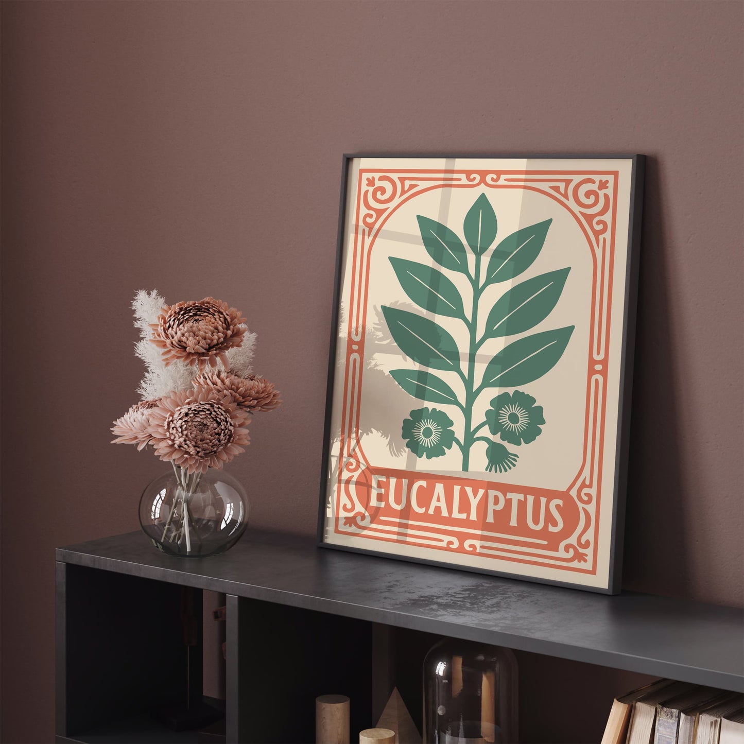 Eucalyptus Flower Art Print in Pastel Tones Poster