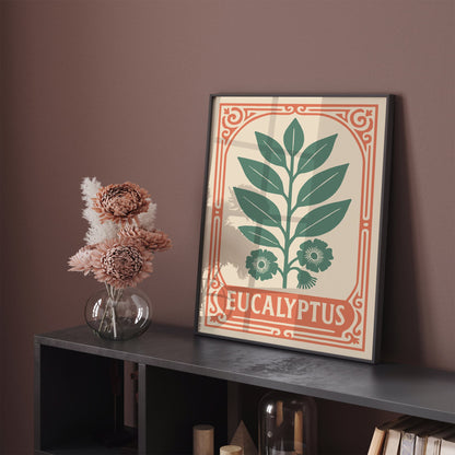 Eucalyptus Flower Art Print in Pastel Tones Poster