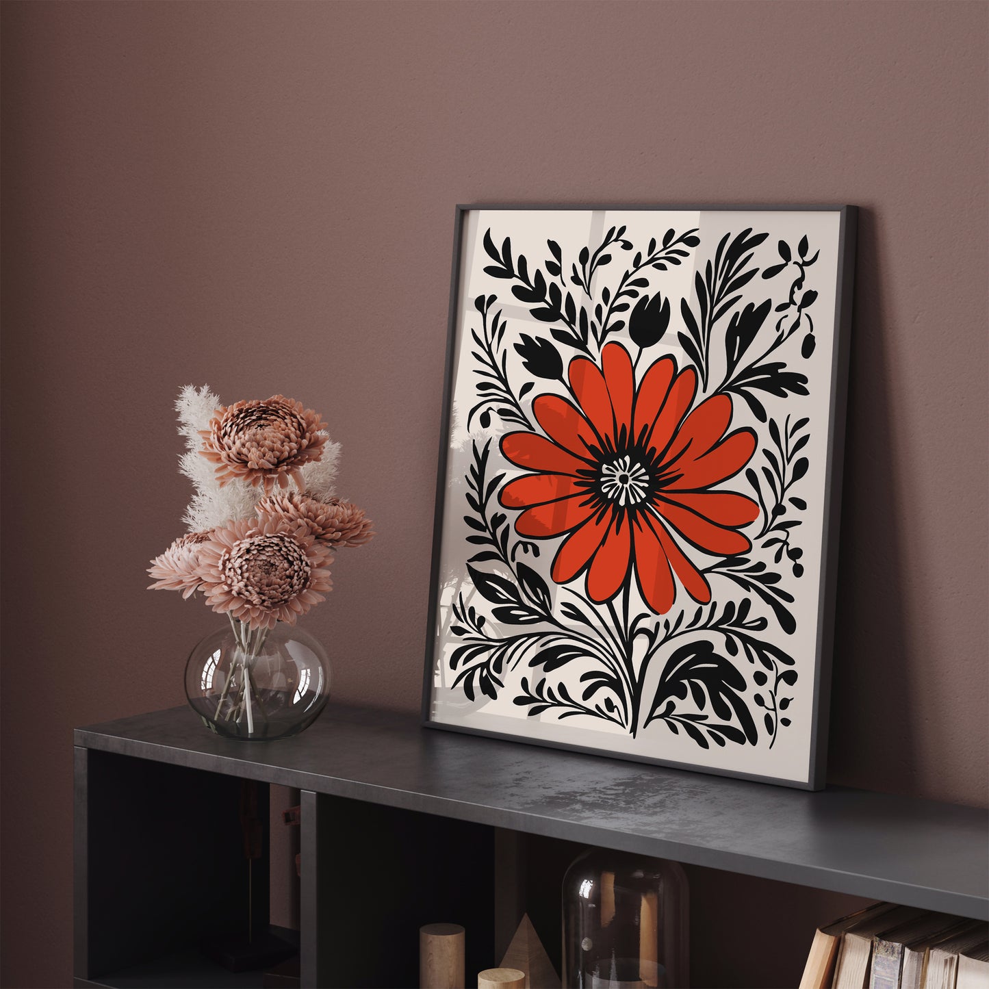 Red Flower Nature Art Print 2024