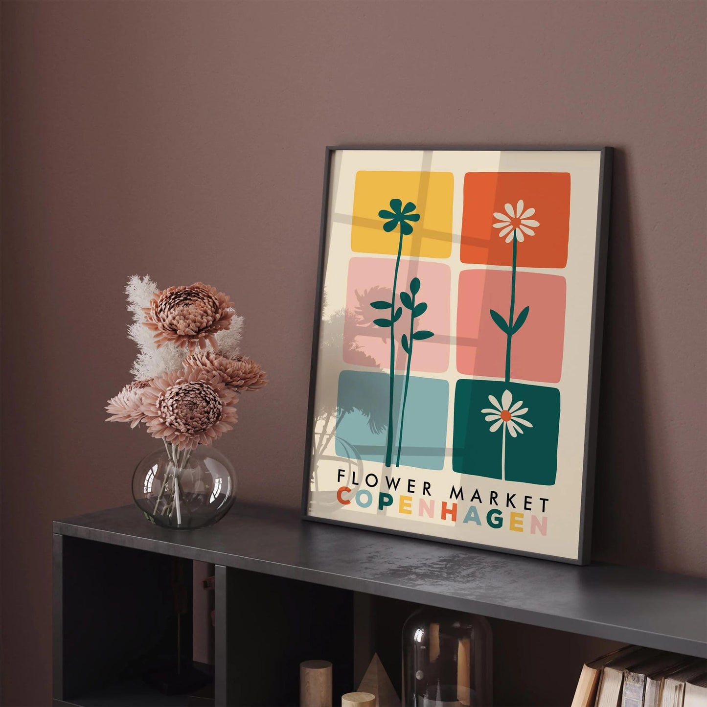 Retro Flower Market Copenhagen Denmark Poster