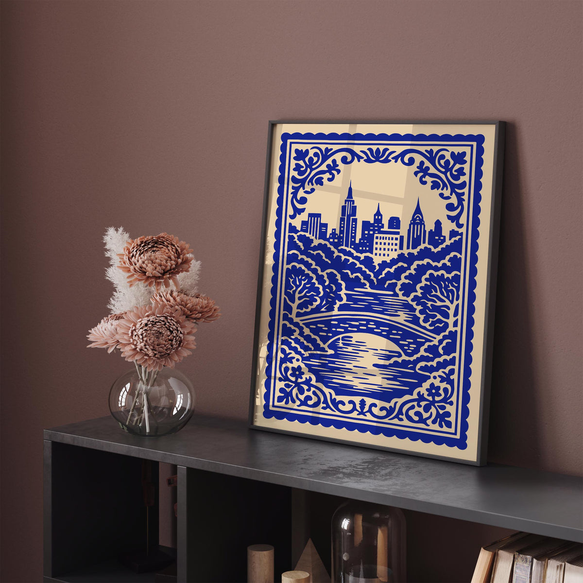 Central Park New York City Blue Cityscape Poster