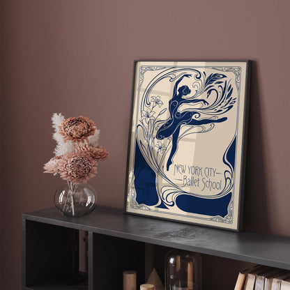 New York City Ballet School Art Nouveau Poster