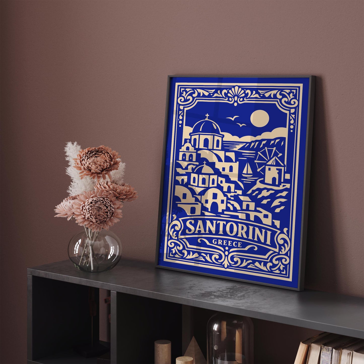 Santorini Greece Blue Poster