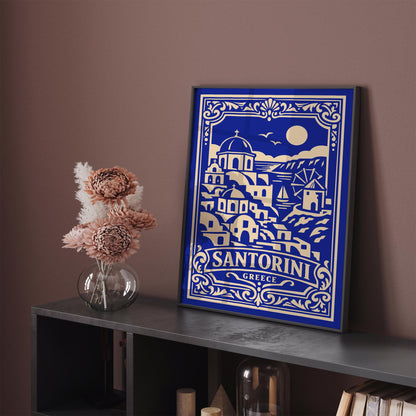 Santorini Greece Blue Poster