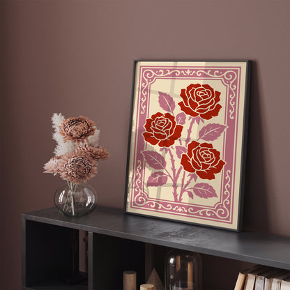 Red Roses Rococo Art Print
