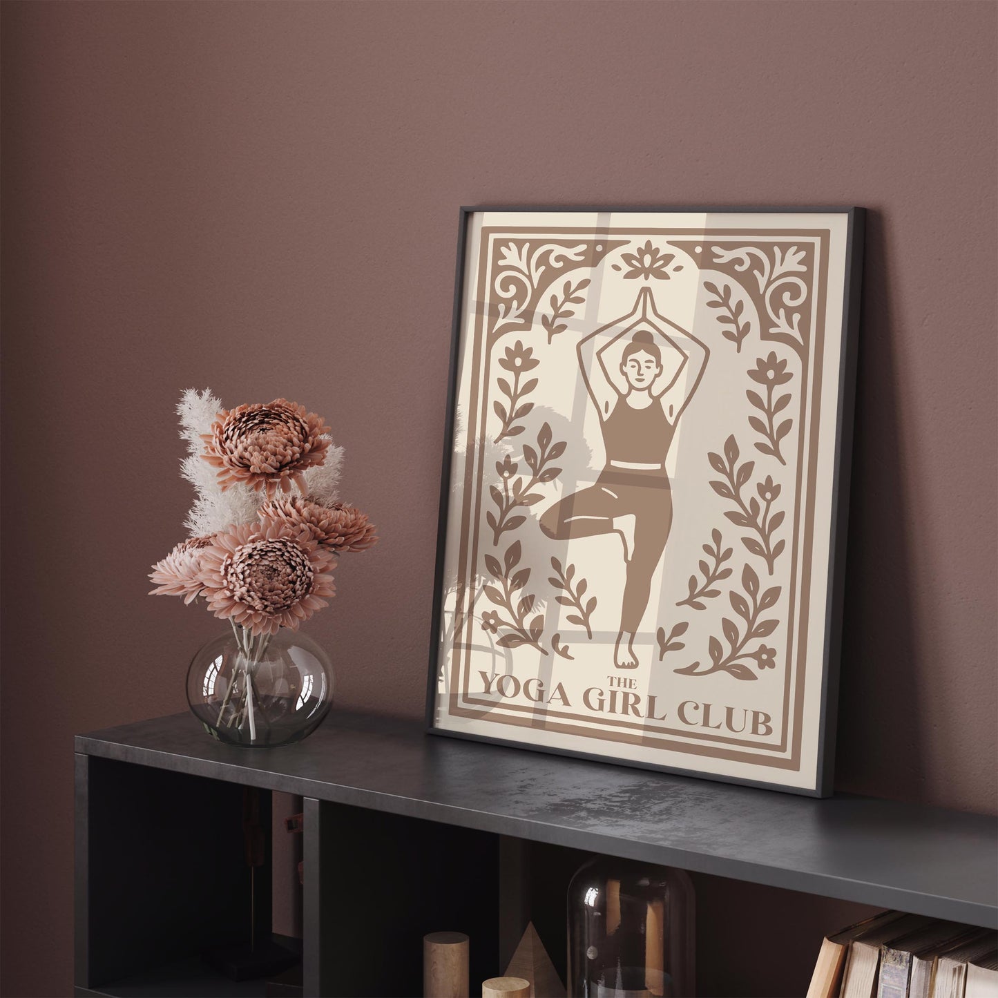 The Yoga Girl Club Poster - Japandi Beige Aesthetic Wall Art Print