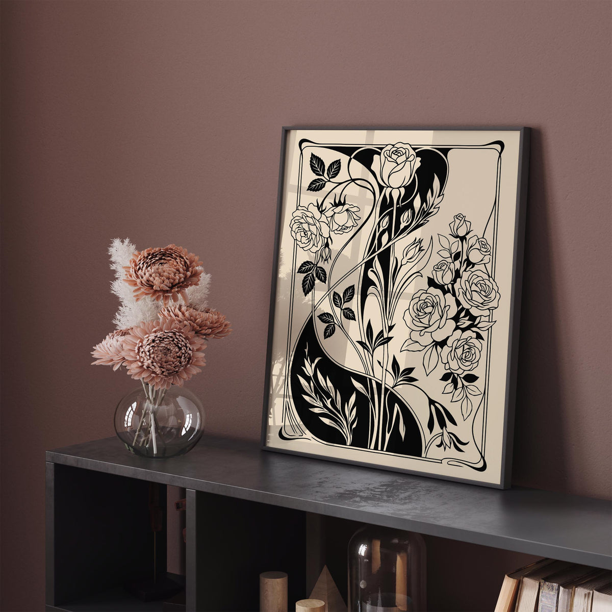 Art Nouveau Rose Poster