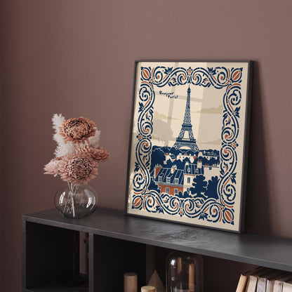 Bonjour Paris Travel Poster