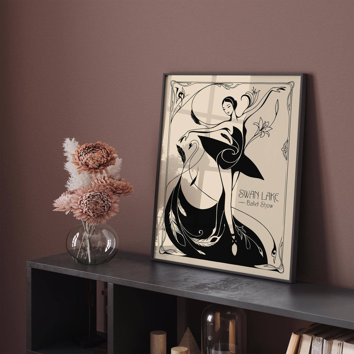 Swan Lake Ballet Art Nouveau Poster