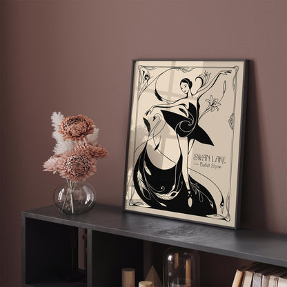 Swan Lake Ballet Art Nouveau Poster