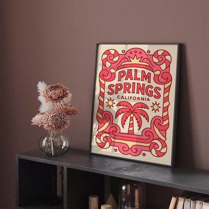 Palm Springs California Funhouse Style Poster