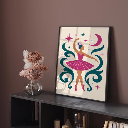 Cute Ballerina Art Print for Nursery Wall Decoration