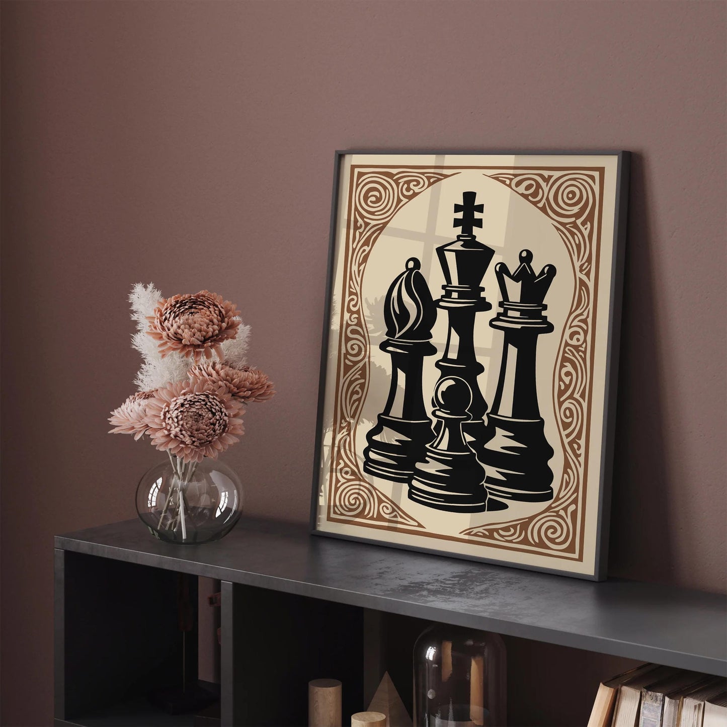Chess Pieces Home Library Wall Art Decor