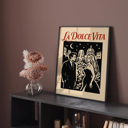 La Dolce Vita Poster - Romantic Couple in Italy