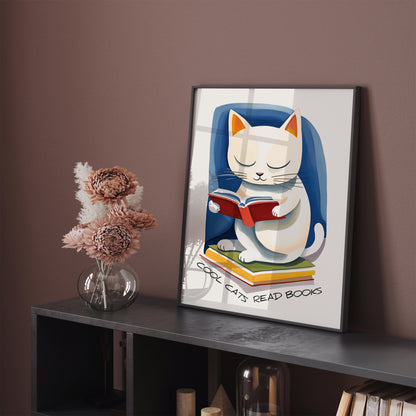 Coll Cats Read Books Literary Wall Art Print