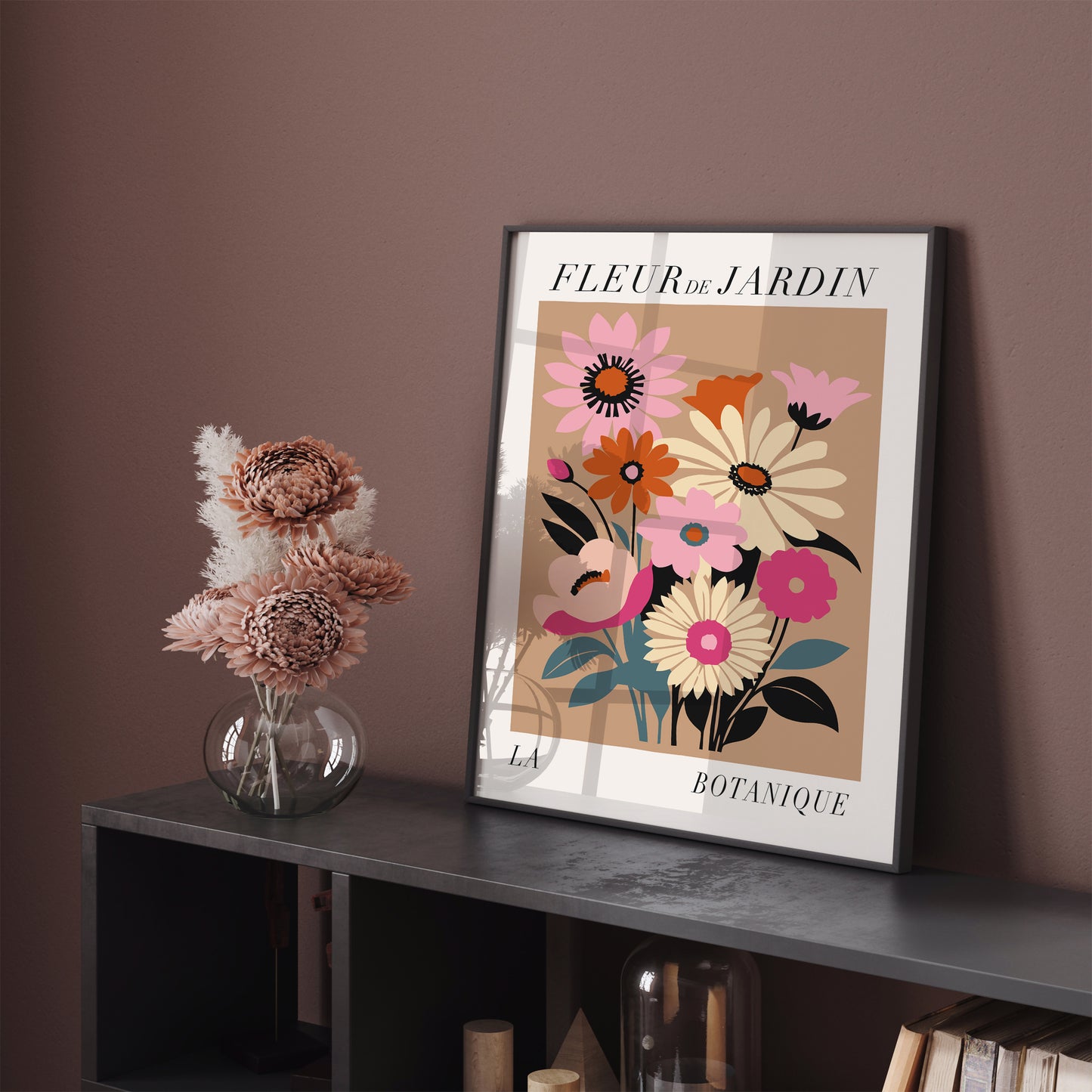 Boho Chic Floral French Poster