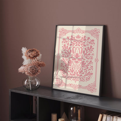 Pink Rococo Abstract Floral Print