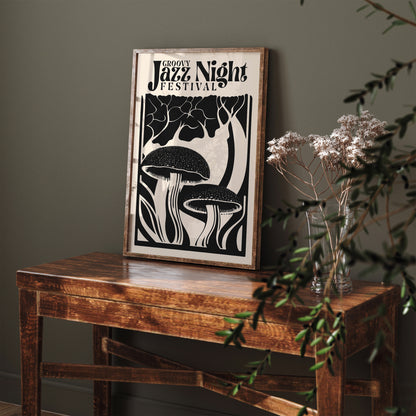 Groovy Jazz Night BW Art Print