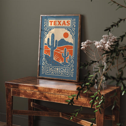Texas Landscape Travel Poster - Country Style Home Decor