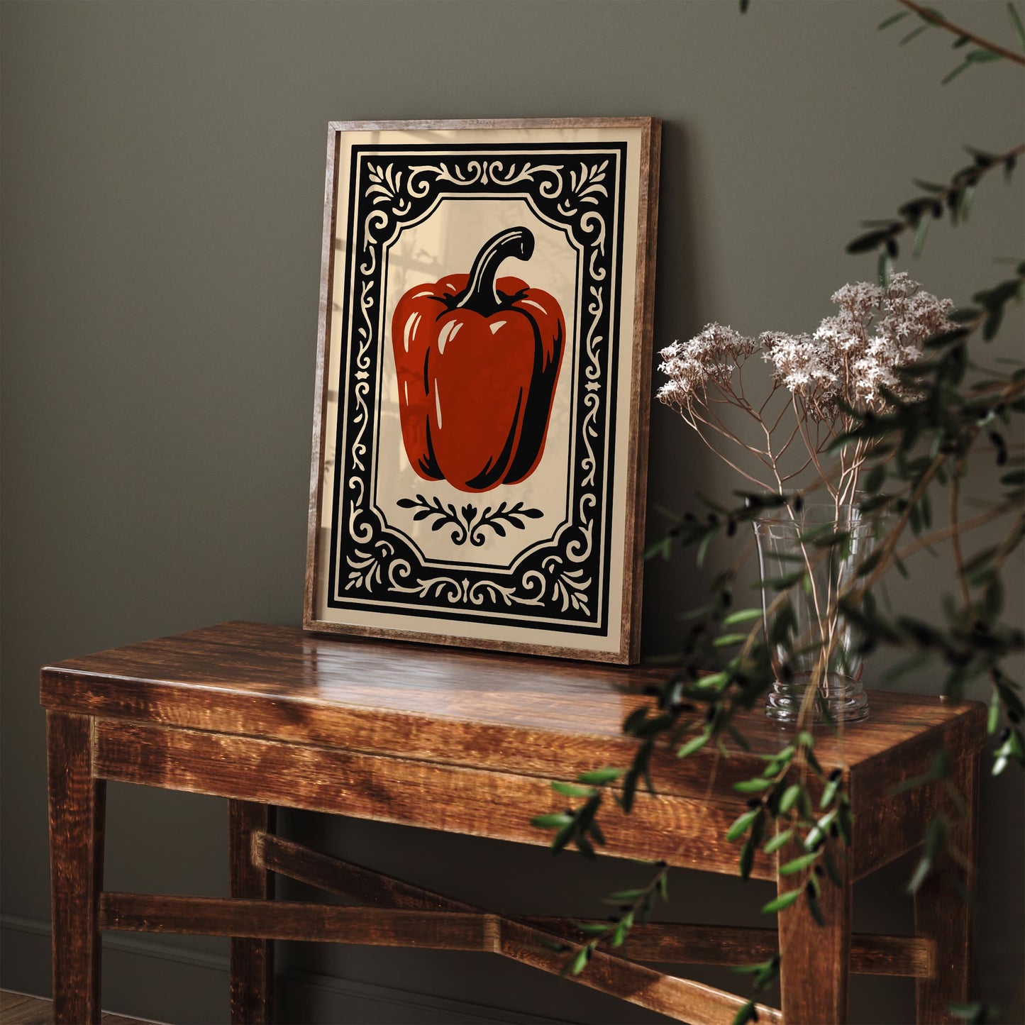 Red Bell Pepper Poster - Rococo Kitchen Wall Art Print