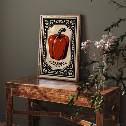 Red Bell Pepper Poster - Rococo Kitchen Wall Art Print