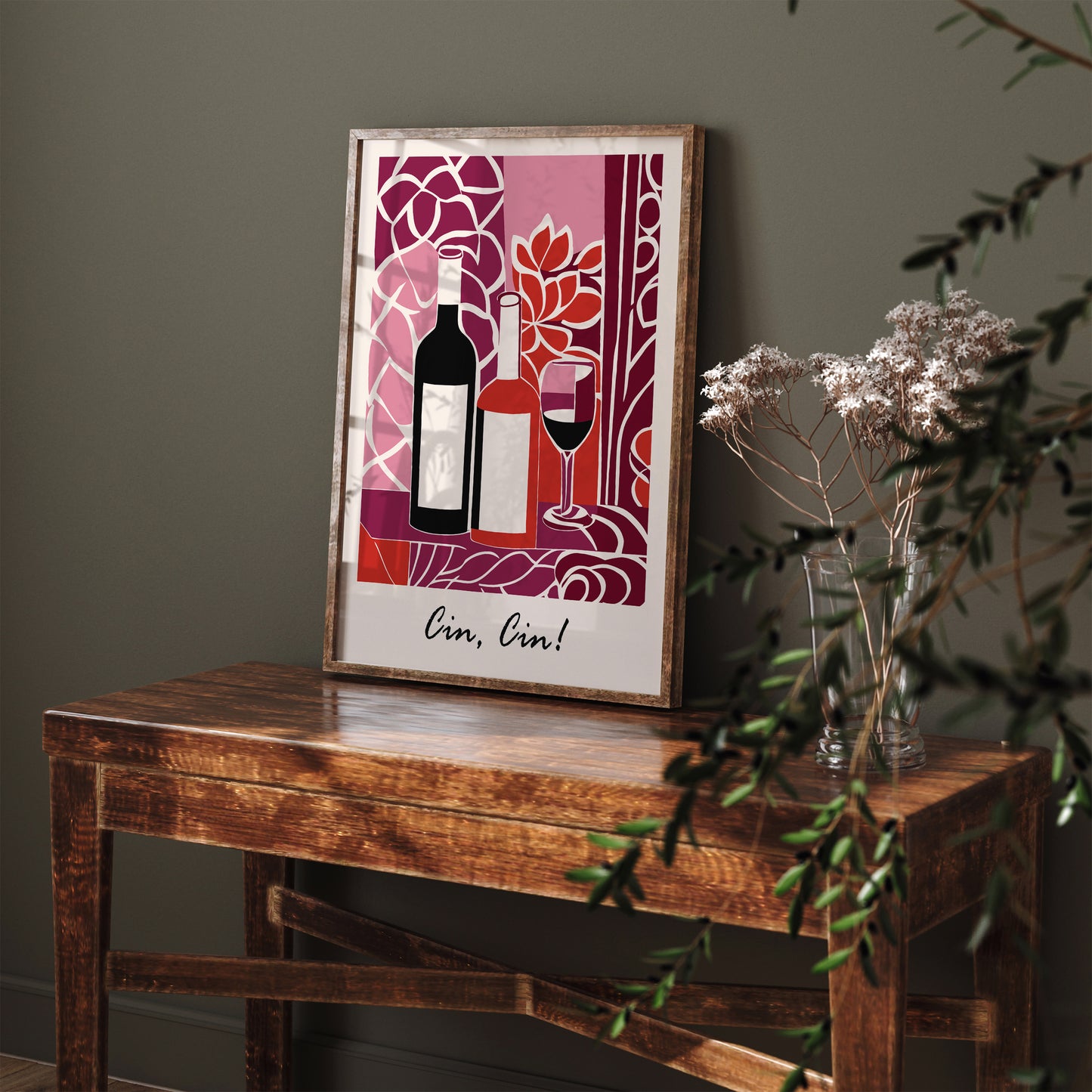 Cin Cin Wine Retro Art Print